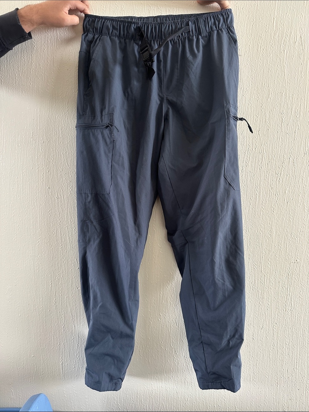 Men's Dark Blue Cargo Jogger Pants with Elastic Waist